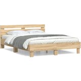 vidaXL Posteljni okvir z vzglavjem sonoma hrast 140x200 cm inž. les Cene