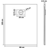 vidaXL Kada za tuš SMC siva 100 x 80 cm | shoptok.hr