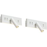 QAZQA Set van 2 moderne wandlampen wit verstelbaar met USB-C incl. LED - Modric Cene
