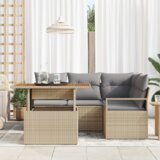  Set Vrtne Sofe od 5 Komada s Jastučićima Bež Poli Ratan Akacije | shoptok.hr