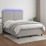 The Living Store Box spring postelja z vzmetnico LED svetlo siva 140x190cm blago - Box Spring Postelja, (21517056) Cene