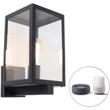 QAZQA Pametna zunanja stenska svetilka črna s steklom vključno z Wifi ST64 - Rotterdam | Shoptok.si