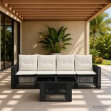 Sjedeća garnitura za vrt 5 kom. Crna i krem-bijela poliratan 100 x 55 x 73 cm | Shoptok.si