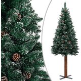 vidaXL Ozka novoletna jelka pravi les in beli sneg zelena 210 cm | Shoptok.si