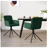 vidaXL Vrtljiv jedilni stol 2 kosa temno zelen žamet