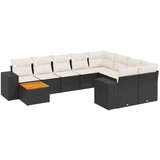  10-dijelni set vrtnih sofa s jastucima crni od poliratana | shoptok.hr