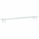  Stalak za monitor bijeli 100x20x8 cm kaljeno staklo i metal | shoptok.hr