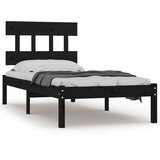 The Living Store Posteljni okvir črn iz trdnega lesa 100x200 cm - Posteljni Okvir, (21530722) | Shoptok.si