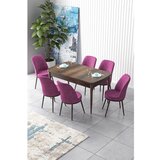 Hanah home zen - baroque, purple baroquepurple extendable dining table & chairs set (7 pieces) Cene