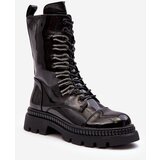 S. BARSKI Women's Polished Lace-up Boots Black SBarski | Shoptok.si