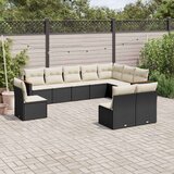  10-dijelni set vrtnih sofa s jastucima crni od poliratana Cijene