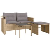 The Living Store Vrtna sedežna garnitura 3-delna z blazinami bež poli ratan - Vrtna Sedežna Garnitura, (21460274) | Shoptok.si