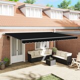 vidaXL Ročna Retraktibilna Tenda Črna 500x300 cm, Tenda Zamenjava Tkanine za 5x3 m Okvir Črna Cene
