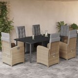  7-dijelni vrtni blagovaonski set od poliratana s jastucima bež Dužina stola 200 cm | Shoptok.si