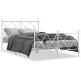 vidaXL Kovinski posteljni okvir z vzglavjem in vznožjem bel 120x190 cm | Shoptok.si