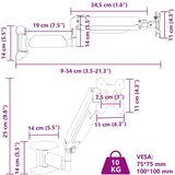 vidaXL Zidni nosač monitora za zaslon najviše 27 inča Plinska opruga | shoptok.hr
