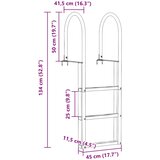  Ljestve za dok s 3 koraka Srebrno 45 x 11,5 x 134 cm Aluminij | shoptok.hr