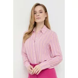 Patrizia Pepe Košulja s primjesom svile boja: ružičasta, regular, s klasičnim ovratnikom