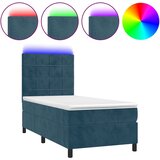  box spring s madracem LED tamnoplavi 80 x 200 cm baršun | shoptok.hr