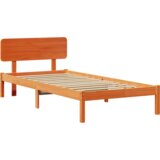  Tamnosmeđi krevet s uzglavljem 80x200 cm Čvrsta borovina | shoptok.hr