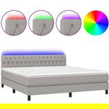 Maison Chic Box spring postelja - Vzmetna postelja z vzmetnico LED sv. siva 180x200 cm blago SL15318, (21900228) | Shoptok.si