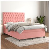 vidaXL Box spring postelja z vzmetnico roza 140x190 cm žamet Cene