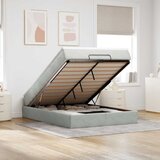 vidaXL Otomanski posteljni okvir z vzmetnico siv 140x190 cm žamet | Shoptok.si