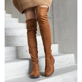 Gemre Hallora Brown Long Platform Boots in Eco-Suede Cijene
