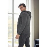 Dewberry 14455 furry hooded mens sports slim fit cardigan-grey | ePonuda.com