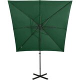  Vrtni senčnik z LED lučkami zelen 250 cm | Shoptok.si