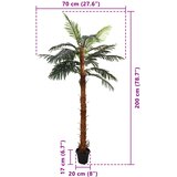  Umjetno Cocuspalm drvo Zelena 70 x 20 x 200 cm Tkanina i bambus | shoptok.hr