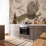  Foto tapeta - Bird among the leaves - floral motif with a flying peacock in cool tones 250x175 Vodootporna | shoptok.hr