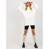 Fashion Hunters Ecru oversize mini dress made of knitted Violetta RUE PARIS | shoptok.hr