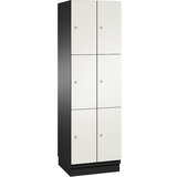 C+P Omara CAMBIO s predelki z zaklepanjem in vrati iz HPL, 6 predelkov, korpus črno siv / vrata bela, širina 600 mm | Shoptok.si