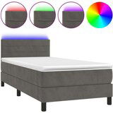  Box spring s madracem LED tamnosivi 80 x 200 cm baršun | shoptok.hr