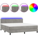  Box spring s madracem LED svjetlosivi 180x200 cm baršun | shoptok.hr