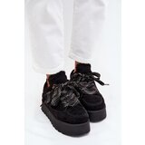 Boto Lace-up Women's Snow Boots Platform Insulated with Fur Black Tavelle Cene