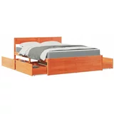  Krevet s ladicama i madracem voštano smeđi 160x200 cm borovina