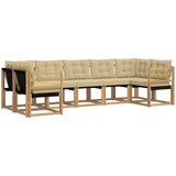  Set vanjskih sofa 7 kom. Bijela i bež Smeđa 304 x 126,5 x 73 cm | Shoptok.si
