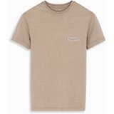 Ombre Cotton T-shirt with print on chest and back - dark beige | shoptok.hr