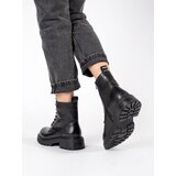 Sergio Leone Black leather ankle boots for women with platform | shoptok.hr