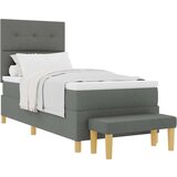 Box Spring Krevet s Madracem i Klupom Tamno Siva 100x200 cm Tkanina | shoptok.hr