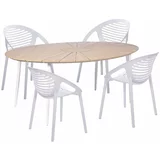 Bonami Essentials Komplet 4 belih jedilnih stolov Jaanna in mize Marienlist v naravni barvi -