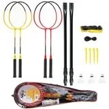 Nrz264 aluminijski / badminton set 4 rakete + 3 perja za loptice + mreža 600x60cm + navlaka nils