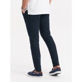 Ombre Men's knitted pants with elastic waistband - navy blue | shoptok.hr