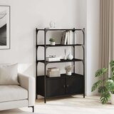  Knjižna omara 3-nadstropna črna 70x30x109,5 cm inženirski les | Shoptok.si