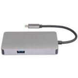 E-green Adapter USB 3.1 tip C (M) - HDMI + VGA + 2xUSB 3.0 + RJ45 + tip C (F) beli
