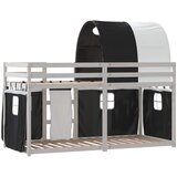  Krevet na kat sa zavjesama bijelo-crni 75 x 190 cm od borovine | shoptok.hr