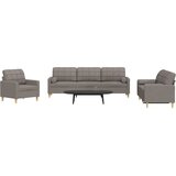  3-dijelni set sofa s ukrasnim jastucima smeđesivi od tkanine | shoptok.hr