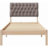 vidaXL Posteljni okvir z oblazinjenim vzglavjem Rjava 90 x 190 cm | Shoptok.si